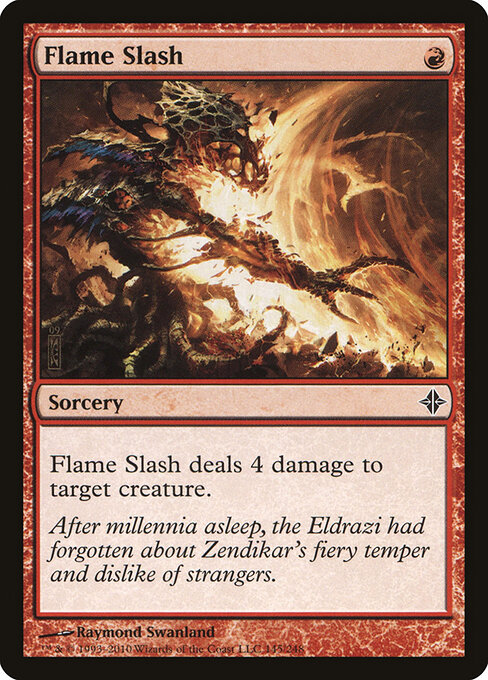 Flame Slash — Rise of the Eldrazi #145, art by Raymond Swanland