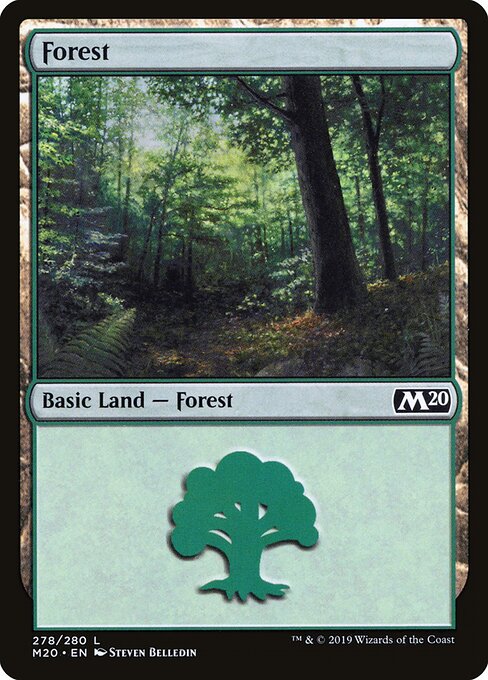 Forest — Core Set 2020 #278, art by Steven Belledin