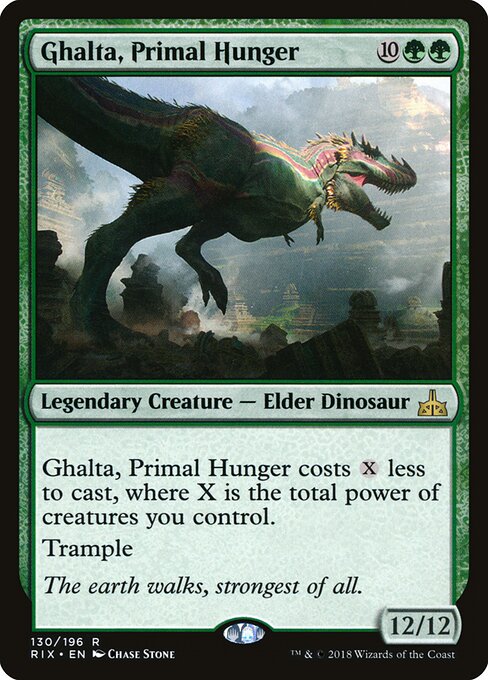 Ghalta, Primal Hunger — Rivals of Ixalan #130, art by Chase Stone