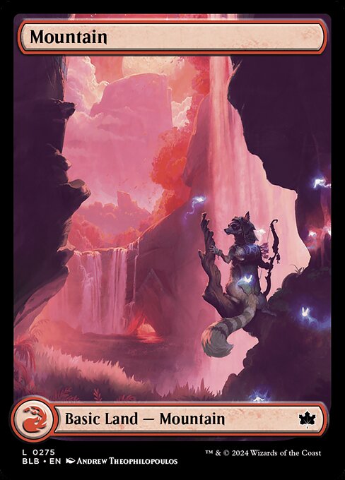 Mountain — Bloomburrow #275, art by Andrew Theophilopoulos