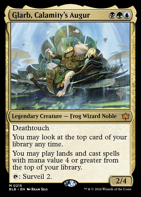 Glarb, Calamity's Augur — Bloomburrow Promos #215p, art by Bram Sels