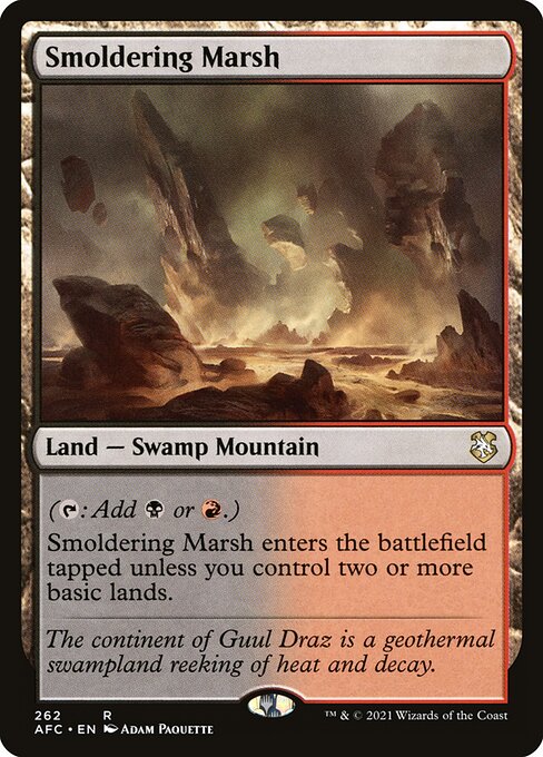 Smoldering Marsh — Forgotten Realms Commander #262, art by Adam Paquette