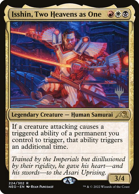 Isshin, Two Heavens as One — Kamigawa: Neon Dynasty Promos #224p, art by Ryan Pancoast