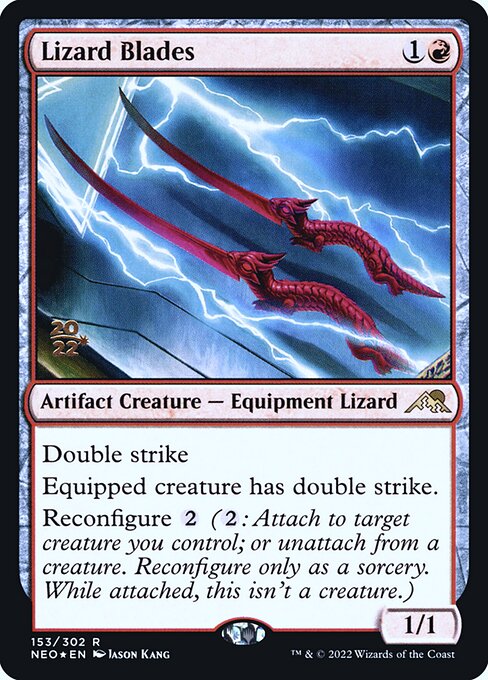 Lizard Blades — Kamigawa: Neon Dynasty Promos #153s, art by Jason Kang