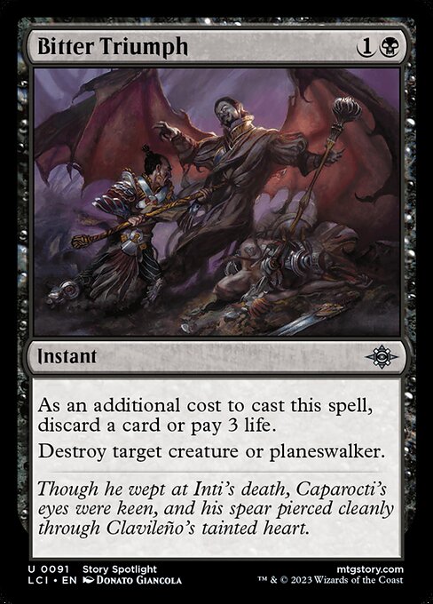 Bitter Triumph — The Lost Caverns of Ixalan #91, art by Donato Giancola