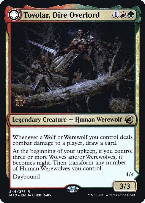 Tovolar, Dire Overlord // Tovolar, the Midnight Scourge — Innistrad: Midnight Hunt Promos #246s, art by Chris Rahn
