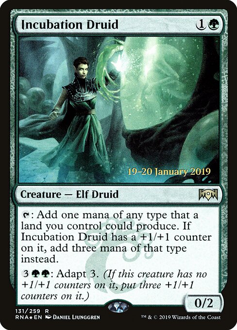 Incubation Druid — Ravnica Allegiance Promos #131s, art by Daniel Ljunggren