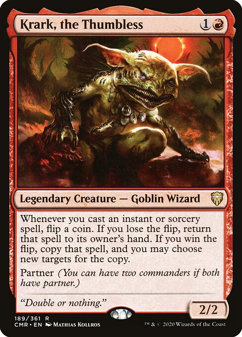 Krark, the Thumbless — Commander Legends #189, art by Mathias Kollros