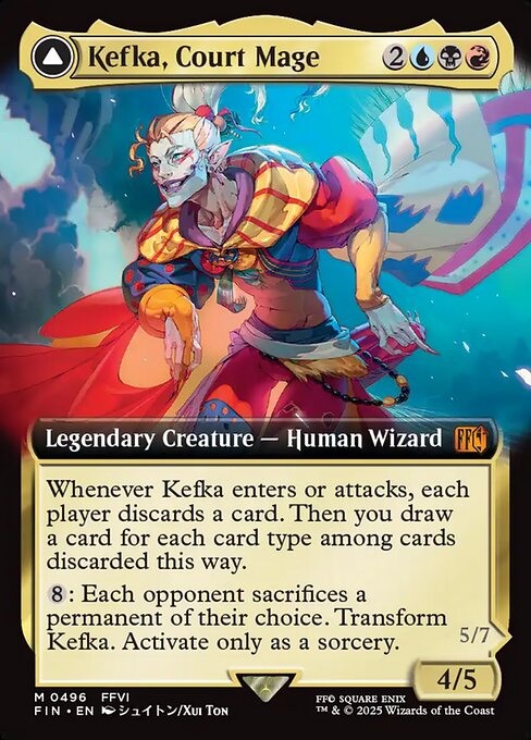 Kefka, Court Mage // Kefka, Ruler of Ruin — Final Fantasy #496, art by Xui Ton