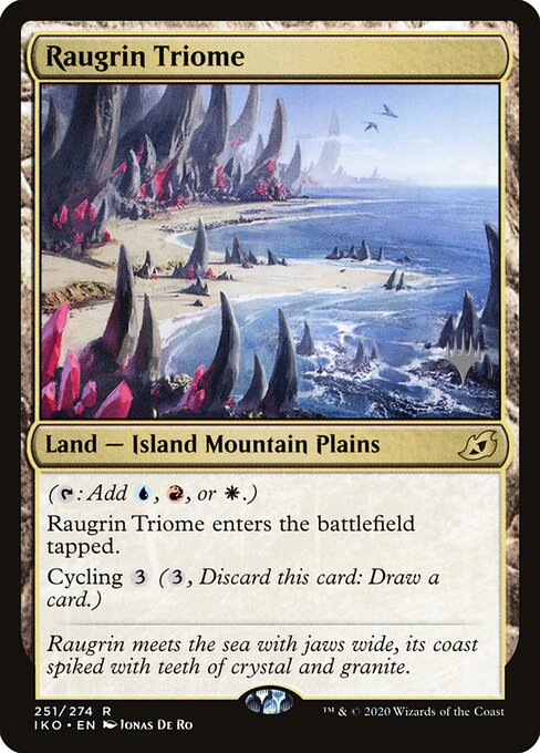 Raugrin Triome — Ikoria: Lair of Behemoths Promos #251p, art by Jonas De Ro