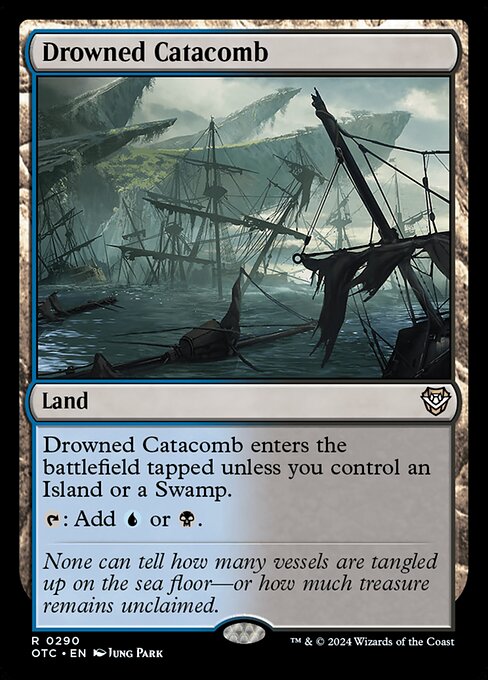 Drowned Catacomb — Outlaws of Thunder Junction Commander #290, art by Jung Park