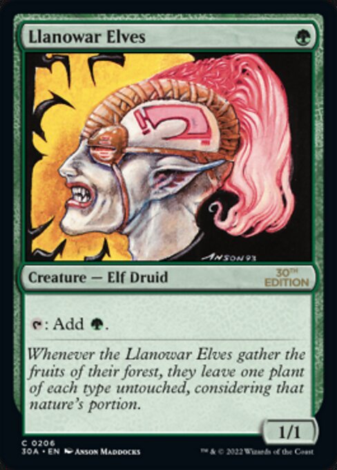 Llanowar Elves — 30th Anniversary Edition #206, art by Anson Maddocks
