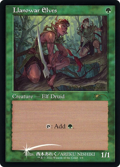 Llanowar Elves — 30th Anniversary History Promos #5★, art by Areku Nishiki