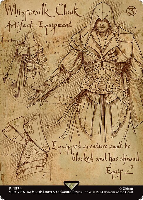 Whispersilk Cloak — Secret Lair Drop #1574, art by Miklós Ligeti & AndWorld Design