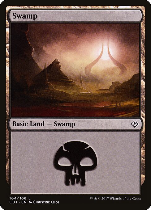 Swamp — Archenemy: Nicol Bolas #104, art by Christine Choi