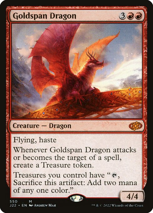 Goldspan Dragon — Jumpstart 2022 #550, art by Andrew Mar