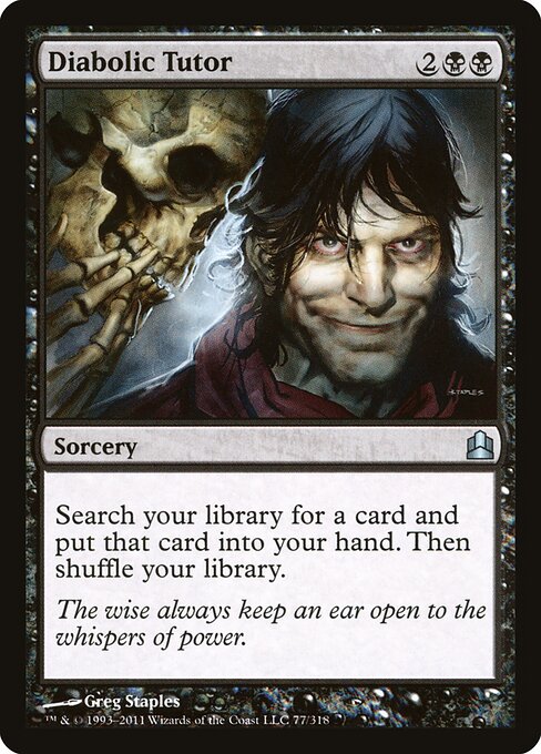 Diabolic Tutor — Commander 2011 #77, art by Greg Staples