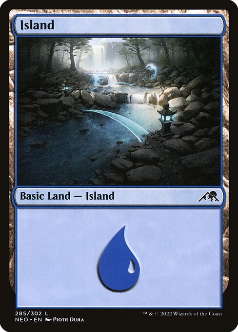 Island — Kamigawa: Neon Dynasty #285, art by Piotr Dura