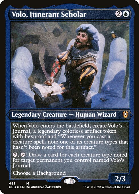 Volo, Itinerant Scholar — Commander Legends: Battle for Baldur's Gate #491, art by Andreas Zafiratos