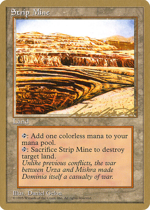Strip Mine — Pro Tour Collector Set #ll363, art by Daniel Gelon