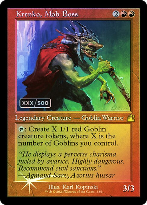 Krenko, Mob Boss — Ravnica Remastered #335z, art by Karl Kopinski