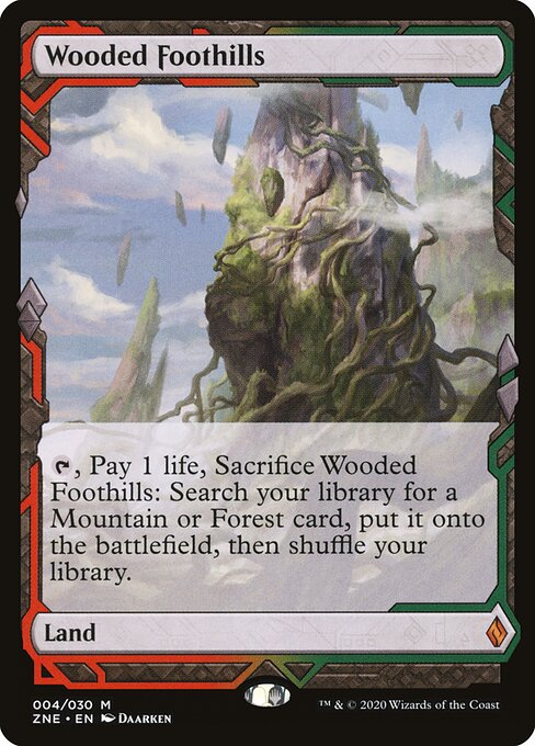 Wooded Foothills — Zendikar Rising Expeditions #4, art by Daarken