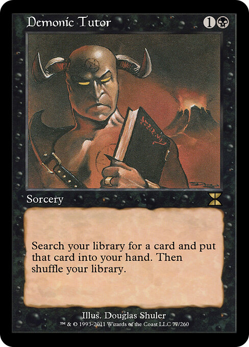 Demonic Tutor — Masters Edition IV #77, art by Douglas Shuler