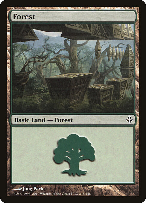 Forest — Rise of the Eldrazi #245, art by Jung Park