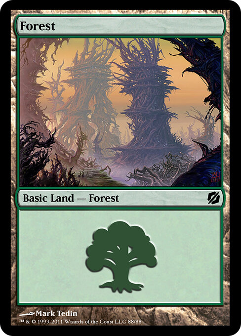 Forest — Duel Decks: Mirrodin Pure vs. New Phyrexia #88, art by Mark Tedin