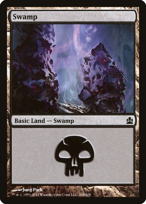 Swamp — Commander 2011 #308, art by Jung Park