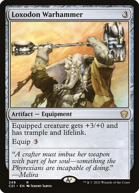 Loxodon Warhammer — Commander 2021 #249, art by Jeremy Jarvis