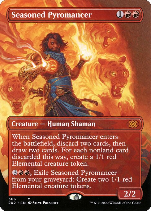 Seasoned Pyromancer — Double Masters 2022 #363, art by Steve Prescott