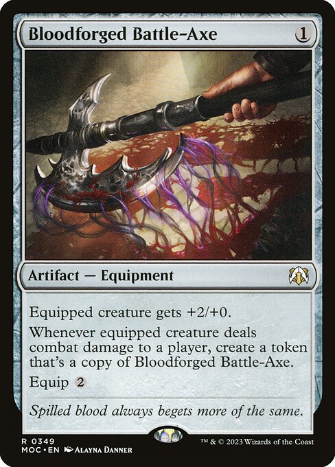 Bloodforged Battle-Axe — March of the Machine Commander #349, art by Alayna Danner