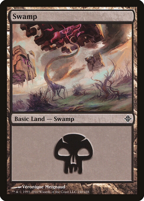 Swamp — Rise of the Eldrazi #240, art by Véronique Meignaud