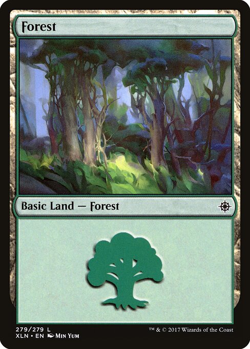 Forest — Ixalan #279, art by Min Yum