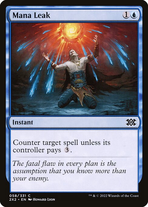 Mana Leak — Double Masters 2022 #58, art by Howard Lyon