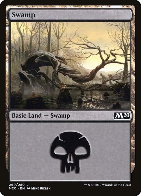Swamp — Core Set 2020 #269, art by Mike Bierek