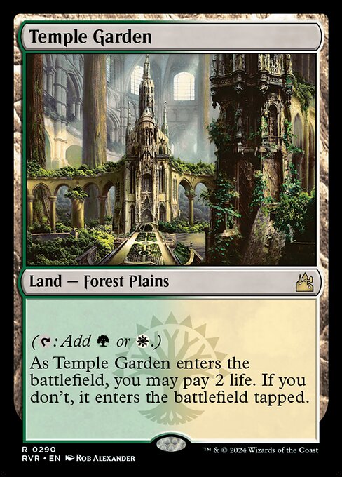 Temple Garden — Ravnica Remastered #290, art by Rob Alexander