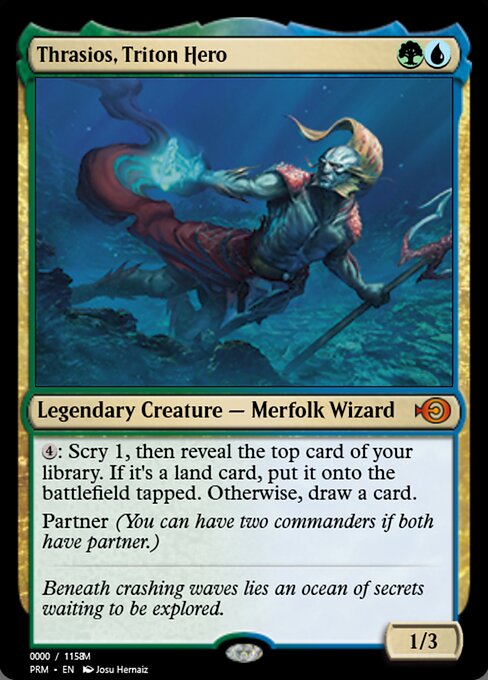 Thrasios, Triton Hero — Magic Online Promos #86178, art by Josu Hernaiz