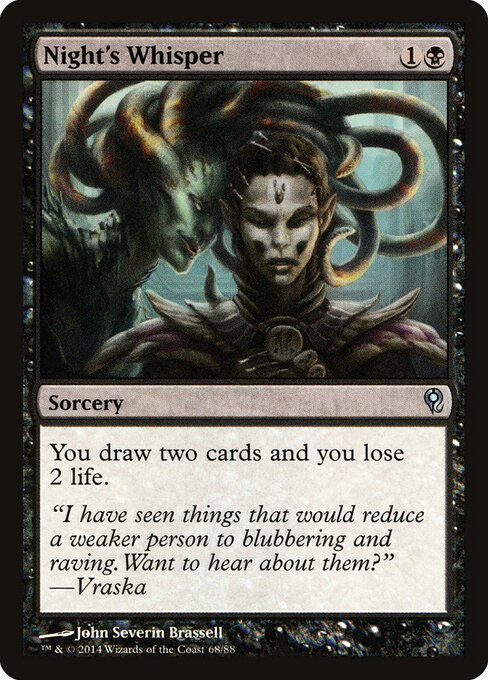 Night's Whisper — Duel Decks: Jace vs. Vraska #68, art by John Severin Brassell