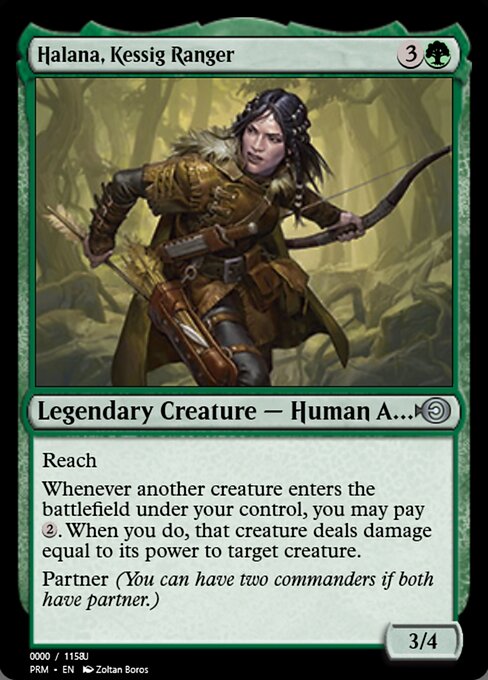 Halana, Kessig Ranger — Magic Online Promos #86258, art by Zoltan Boros