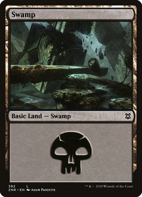 Swamp — Zendikar Rising #382, art by Adam Paquette