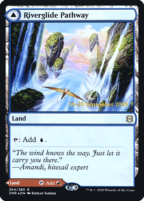 Riverglide Pathway // Lavaglide Pathway — Zendikar Rising Promos #264s, art by Kieran Yanner