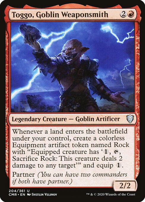Toggo, Goblin Weaponsmith — Commander Legends #204, art by Svetlin Velinov