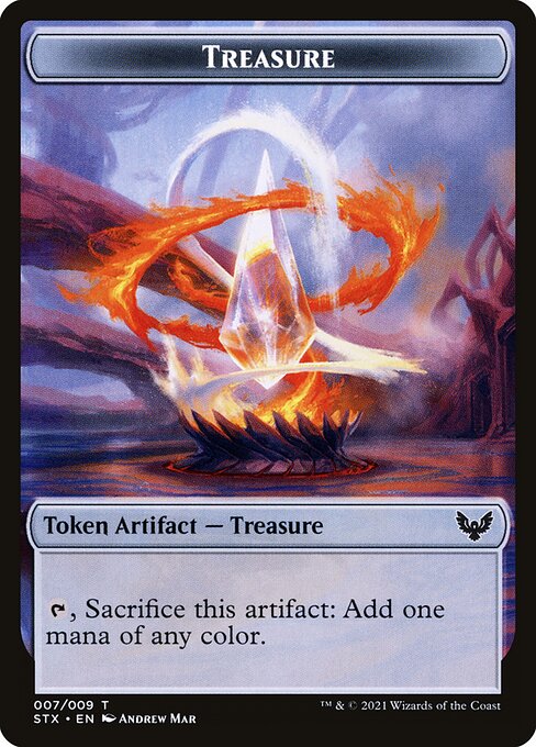 Treasure — Strixhaven: School of Mages Tokens #7, art by Andrew Mar