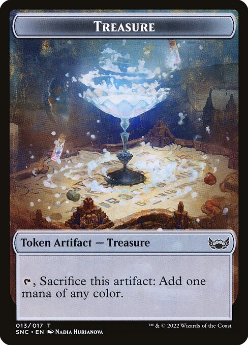 Treasure — Streets of New Capenna Tokens #13, art by Nadia Hurianova