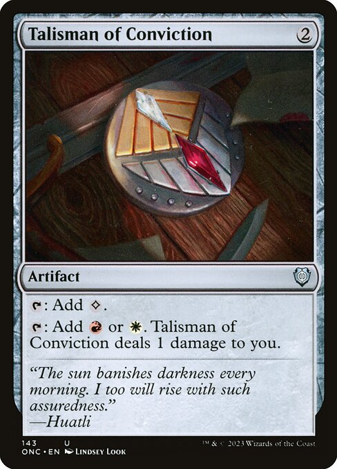 Talisman of Conviction — Phyrexia: All Will Be One Commander #143, art by Lindsey Look