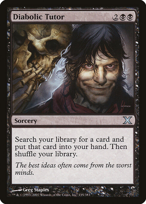 Diabolic Tutor — Tenth Edition #135, art by Greg Staples