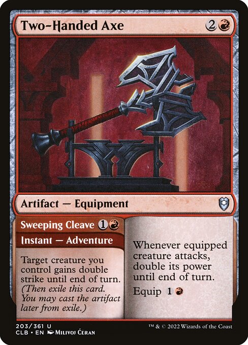 Two-Handed Axe // Sweeping Cleave — Commander Legends: Battle for Baldur's Gate #203, art by Milivoj Ćeran