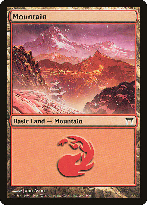 Mountain — Champions of Kamigawa #299, art by John Avon